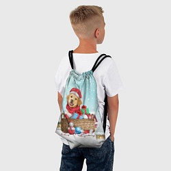 Рюкзак-мешок Пес в новогодних подарках, цвет: 3D-принт — фото 2