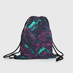Рюкзак-мешок Киберпанк линии синие и розовые, цвет: 3D-принт