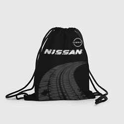 Рюкзак-мешок Nissan speed на темном фоне со следами шин: символ, цвет: 3D-принт