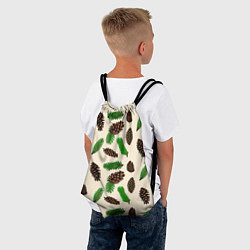 Рюкзак-мешок Зимний узор - еловые ветки и шишки, цвет: 3D-принт — фото 2