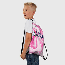 Рюкзак-мешок I am kenough - розовые разводы краски, цвет: 3D-принт — фото 2