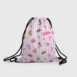 Рюкзак-мешок Барби - розовая полоска и аксессуары, цвет: 3D-принт