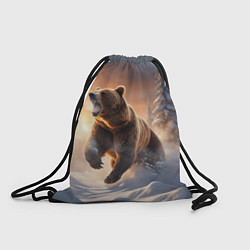 Рюкзак-мешок Бурый медведь в лесу, цвет: 3D-принт