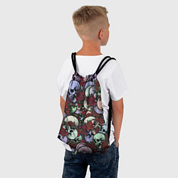 Рюкзак-мешок Череп с розами паттерн, цвет: 3D-принт — фото 2