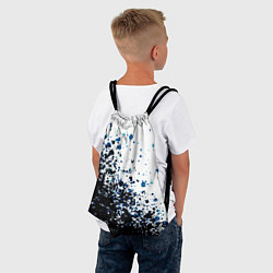 Рюкзак-мешок Чёрно-белый с синими кляксами, цвет: 3D-принт — фото 2