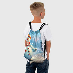 Рюкзак-мешок Снеговик новогодний, цвет: 3D-принт — фото 2