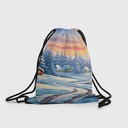 Рюкзак-мешок Новогодний пейзаж зимний, цвет: 3D-принт