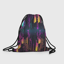 Рюкзак-мешок Киберпанк полосы розовые и жёлтые, цвет: 3D-принт