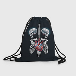 Рюкзак-мешок Два сросшихся скелета и сердце, цвет: 3D-принт