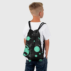 Рюкзак-мешок Чёрно-мятный космос от нейросети, цвет: 3D-принт — фото 2