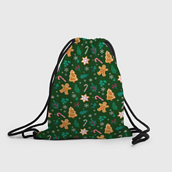 Рюкзак-мешок New year pattern with green background, цвет: 3D-принт