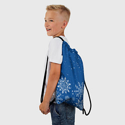 Рюкзак-мешок Текстура снежинок на синем фоне, цвет: 3D-принт — фото 2