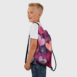 Рюкзак-мешок Много акварельных сердец, цвет: 3D-принт — фото 2