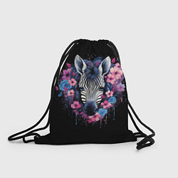 Рюкзак-мешок Портрет зебры в цветах, цвет: 3D-принт