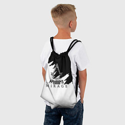 Рюкзак-мешок Assassins creed mirage чернобелый, цвет: 3D-принт — фото 2