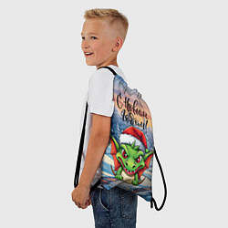 Рюкзак-мешок Милый зеленый дракончик 2024, цвет: 3D-принт — фото 2