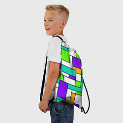 Рюкзак-мешок Геометрический зелёно-фиолетовый, цвет: 3D-принт — фото 2