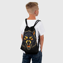 Рюкзак-мешок Волк чёрный хищник, цвет: 3D-принт — фото 2