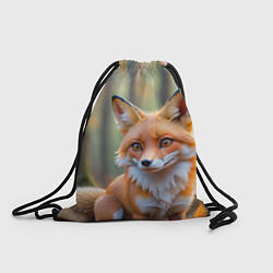 Рюкзак-мешок Портрет лисы в осеннем лесу, цвет: 3D-принт