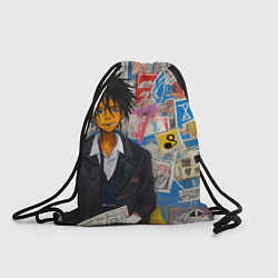 Рюкзак-мешок Аниме пацан на фоне стены, цвет: 3D-принт