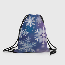 Рюкзак-мешок Снежинки на фиолетово-синем фоне, цвет: 3D-принт
