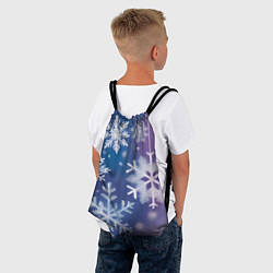 Рюкзак-мешок Снежинки на фиолетово-синем фоне, цвет: 3D-принт — фото 2