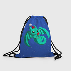 Рюкзак-мешок Новогодний дракончик бирюзовый, цвет: 3D-принт