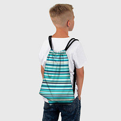 Рюкзак-мешок Бело-сине-зелёный в полоску, цвет: 3D-принт — фото 2