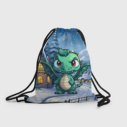 Рюкзак-мешок Зеленый маленький дракон, цвет: 3D-принт