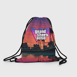 Рюкзак-мешок GTA 6 лого на фоне заката, цвет: 3D-принт