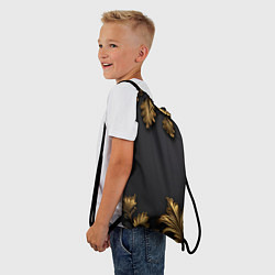 Рюкзак-мешок Золотые объемные листья, цвет: 3D-принт — фото 2