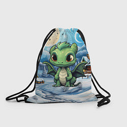 Рюкзак-мешок Зеленый символ года 2024, цвет: 3D-принт