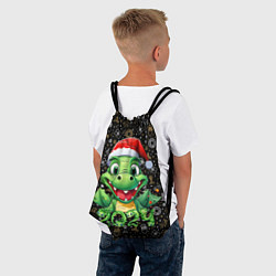 Рюкзак-мешок Зеленый дракон на черном фоне 2024, цвет: 3D-принт — фото 2