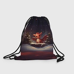 Рюкзак-мешок Дракон в зимнем лесу, цвет: 3D-принт