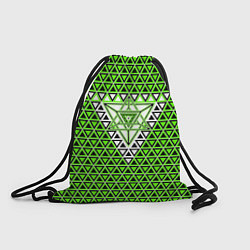 Рюкзак-мешок Зелёные и чёрные треугольники, цвет: 3D-принт