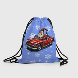 Рюкзак-мешок Дед Мороз едет на машине, цвет: 3D-принт