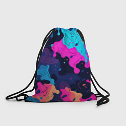Рюкзак-мешок Яркие кислотные разноцветные пятна в виде камуфляж, цвет: 3D-принт