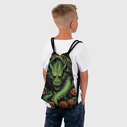 Рюкзак-мешок Зеленый яркий неоновый дракон 2024, цвет: 3D-принт — фото 2