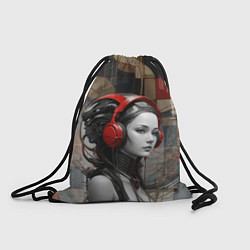Рюкзак-мешок Девушка футуристичных наушниках, цвет: 3D-принт