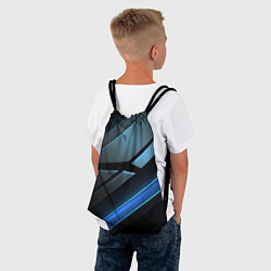Рюкзак-мешок Черная абстракция с синим неоновым ярким свечением, цвет: 3D-принт — фото 2