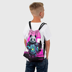 Рюкзак-мешок Funny panda - cyberpunk, цвет: 3D-принт — фото 2