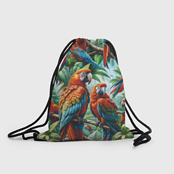 Рюкзак-мешок Попугаи Ара - тропики джунгли, цвет: 3D-принт