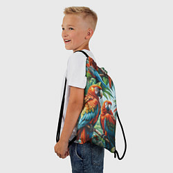 Рюкзак-мешок Попугаи Ара - тропики джунгли, цвет: 3D-принт — фото 2