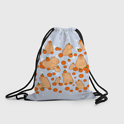 Рюкзак-мешок Мем капибара и мандарины, цвет: 3D-принт