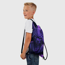 Рюкзак-мешок Фиолетовый волк в доспехах, цвет: 3D-принт — фото 2