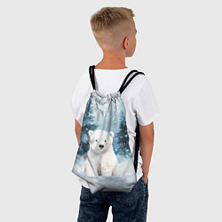 Рюкзак-мешок Белый медвежонок в лесу, цвет: 3D-принт — фото 2