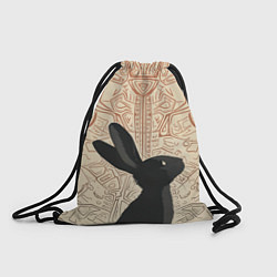 Рюкзак-мешок Чёрный кролик с узорами, цвет: 3D-принт