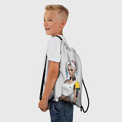 Рюкзак-мешок Девушка в белом топе Cyberpunk 2077, цвет: 3D-принт — фото 2