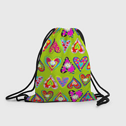 Рюкзак-мешок Разноцветные сердца в мексиканском стиле, цвет: 3D-принт