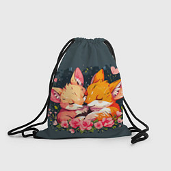Рюкзак-мешок Милые лисички в цветах, цвет: 3D-принт